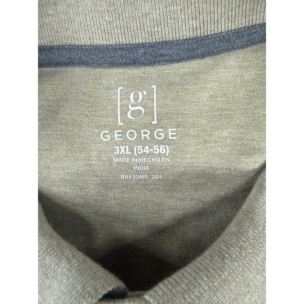 George Mens SS Pique Polo Shirt Sandstorm Heather Tan 3XL 54-56 New